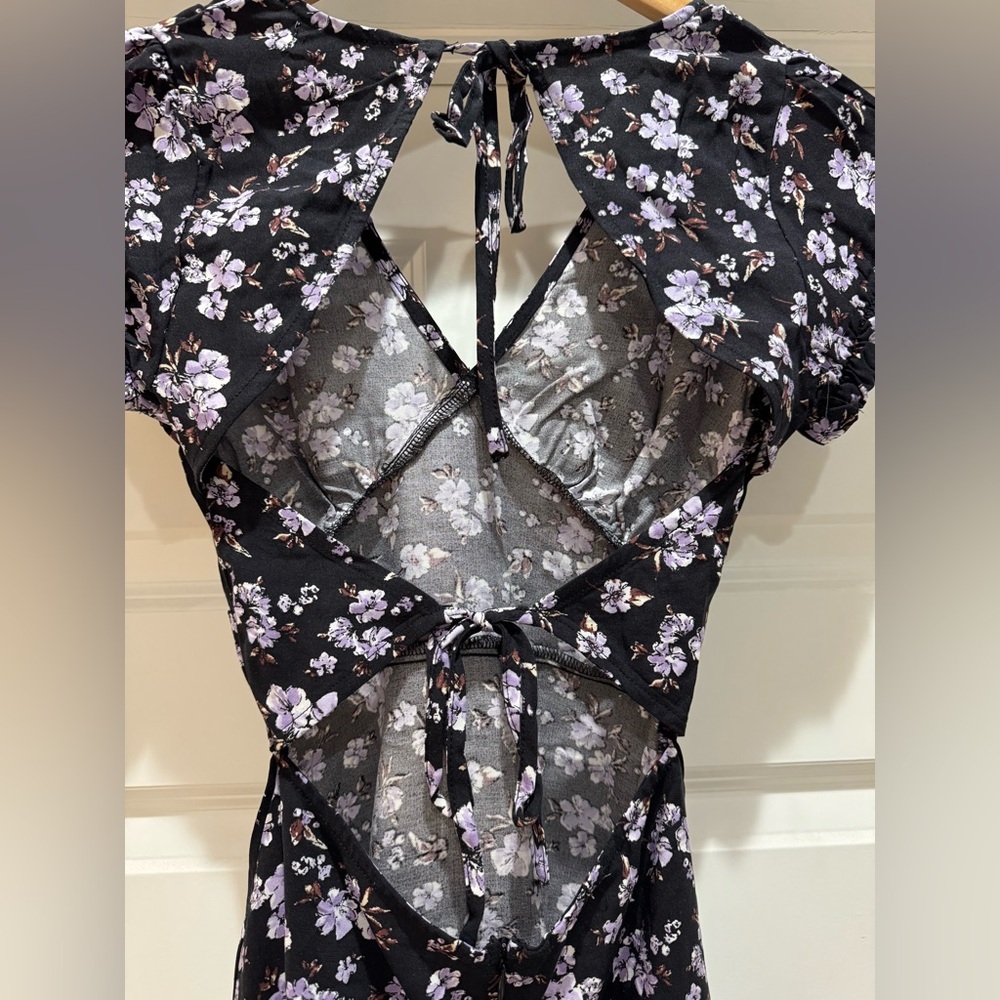 RSQ Floral Open Back Short Dress - BLACK Size XXS - Picture 6 of 11